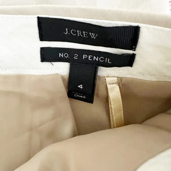 J. Crew Size 4 Tan No 4 Pencil Skirt 100% Cotton Preppy Office - Picture 2 of 5